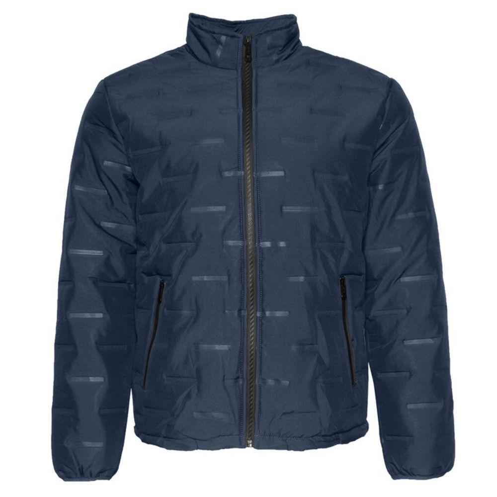 Mens Puffer Jacket Warm Lining Mechanical Stretch Zip Front Pockets Navy